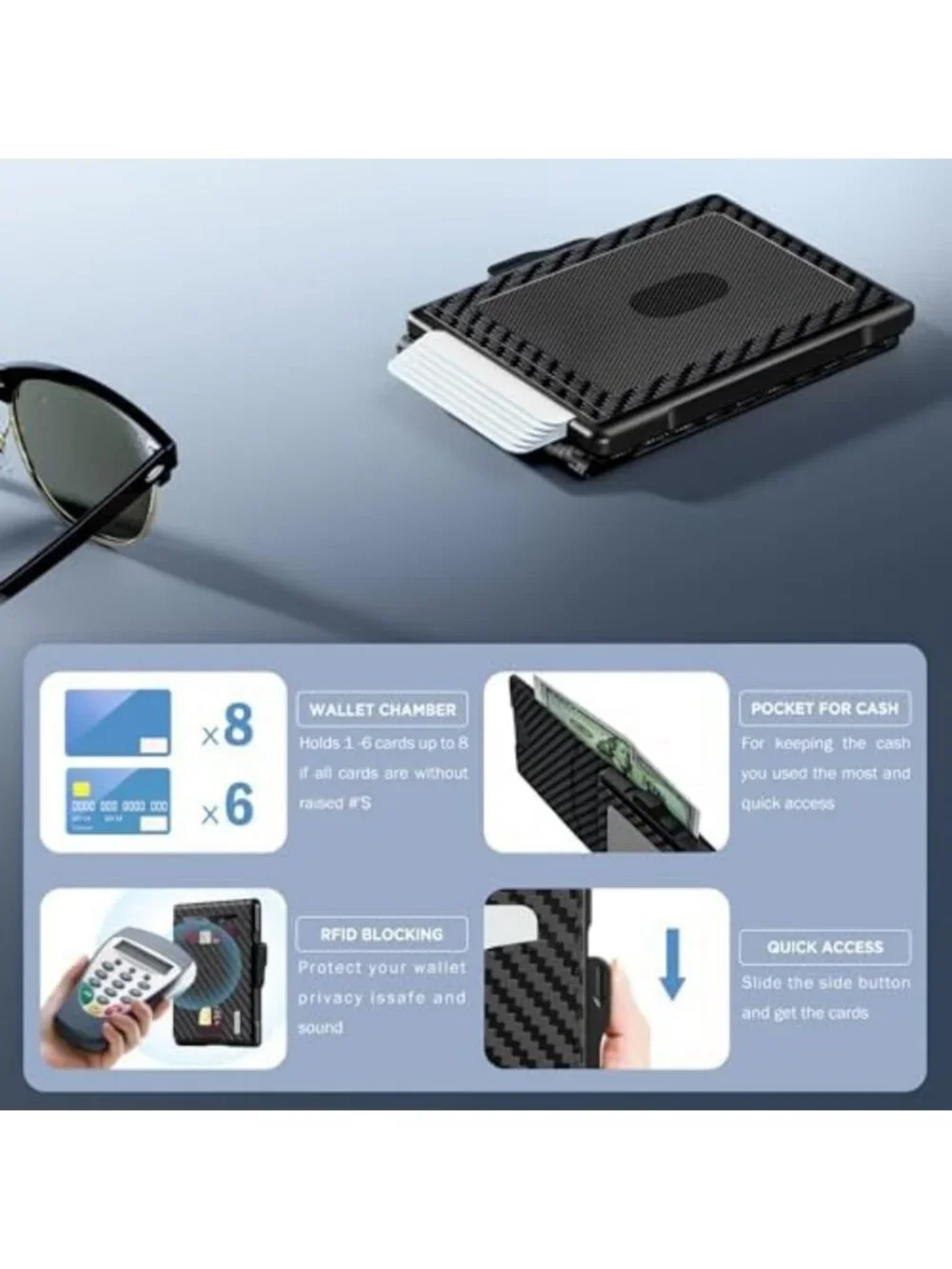 Minimalist Leather Bifold Wallet for Men, RFID Blocking, Cash Slot, Slim Design